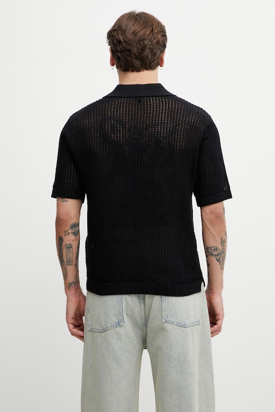 Odzież BEVERLY polo swetrowe z bawełną męskie MLM100725.01 czarny