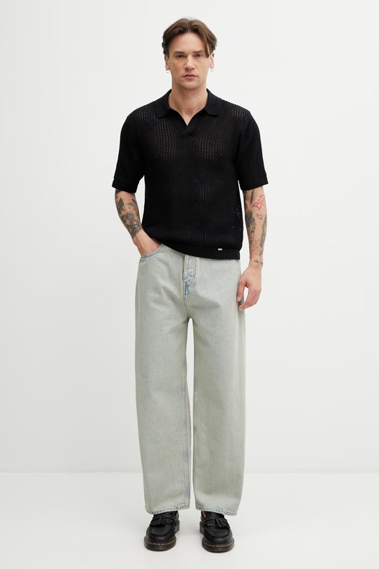 BEVERLY polo swetrowe z bawełną męskie MLM100725.01 czarny