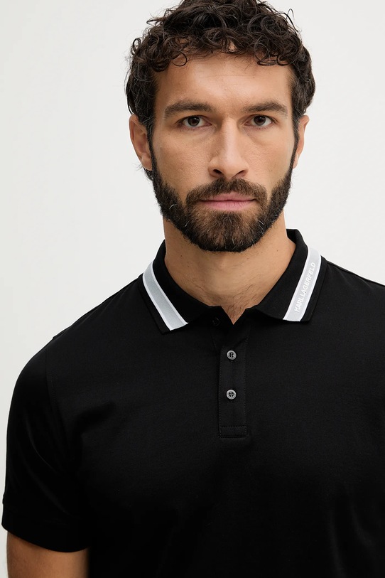 Karl Lagerfeld polo bawełniane czarny 561200.745001