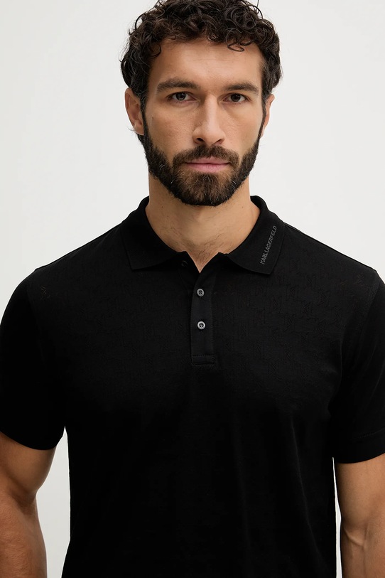 Karl Lagerfeld polo bawełniane czarny 561204.745008