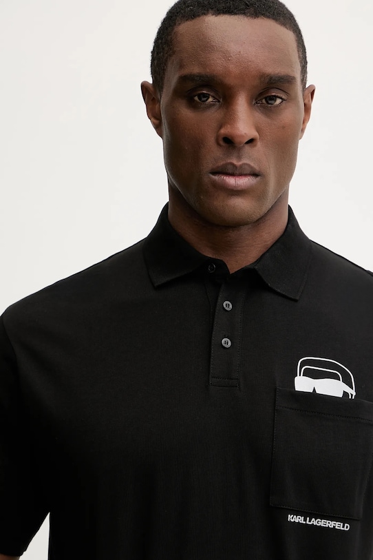 Karl Lagerfeld polo bawełniane czarny 561225.745127