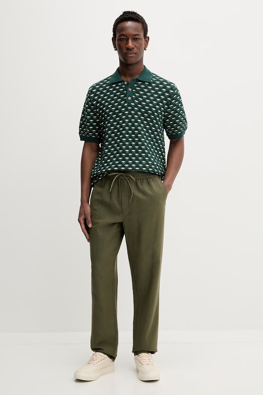 Les Deux polo męskie z bawełną Esmay 1001306 zielony SS26