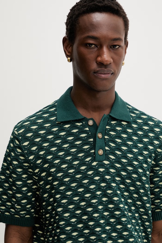 Les Deux polo męskie z bawełną Esmay zielony 1001306