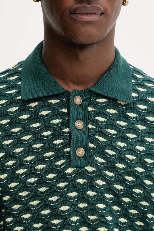 Les Deux polo męskie z bawełną Esmay 1001306 zielony