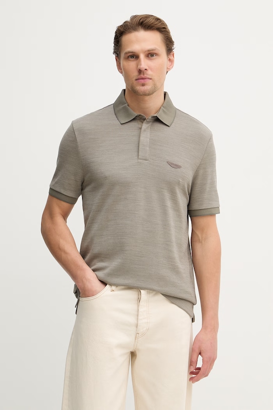 BOSS polo z dodatkiem wełny C-Prout 242_AM regular zielony 50553789