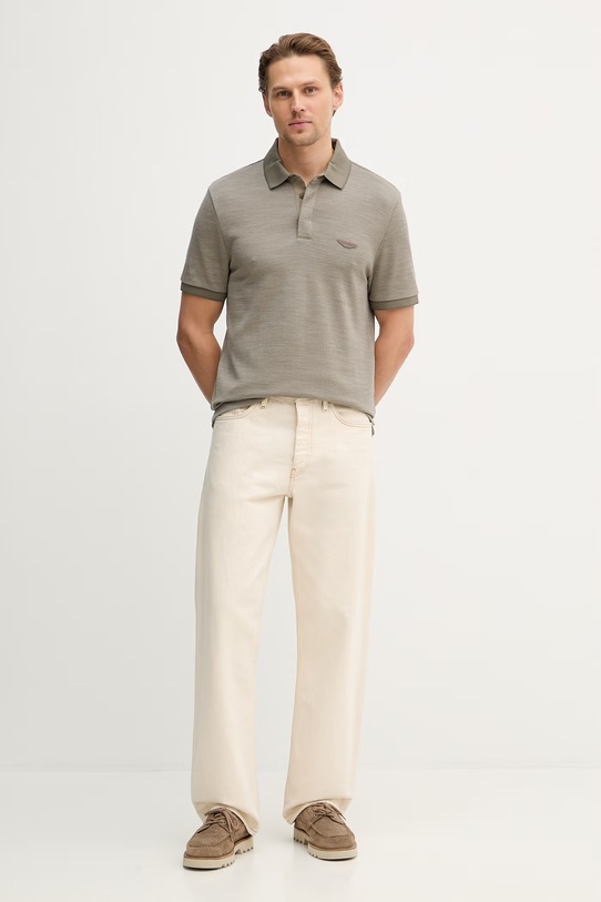 BOSS polo z dodatkiem wełny C-Prout 242_AM 50553789 zielony SS26