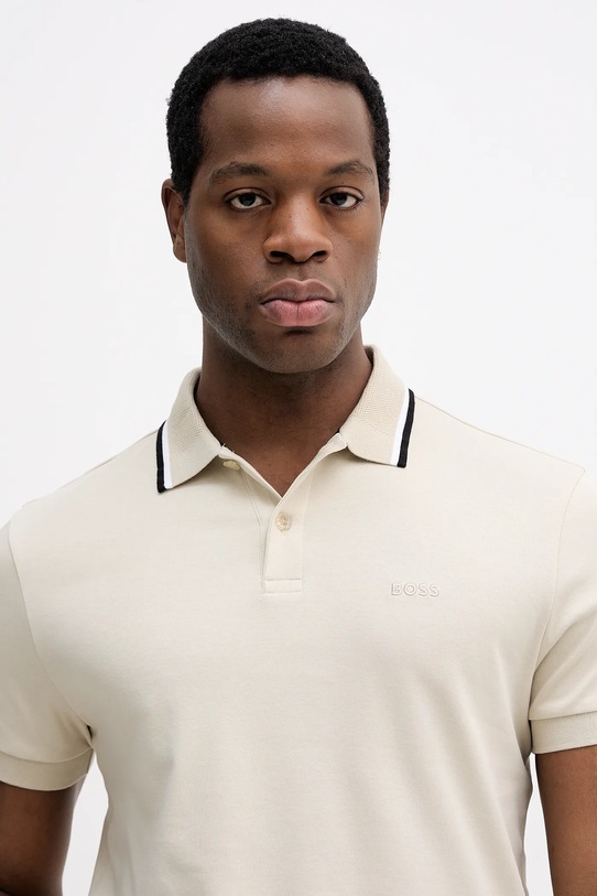 BOSS Green polo bawełniane beżowy 50554565