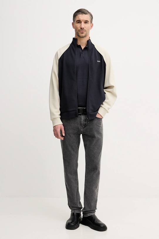 BOSS Green polo bawełniane 50554565 granatowy SS26