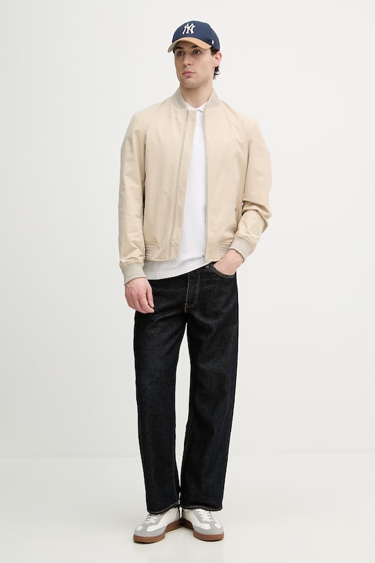 BOSS Green polo męskie bawełniane Pio 1 50554574 biały SS26