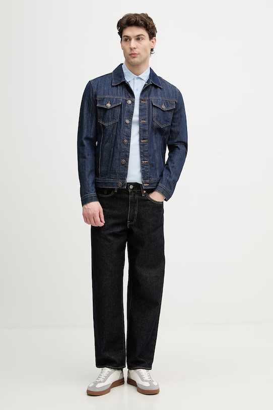 BOSS Green polo męskie bawełniane Pio 1 50554574 niebieski SS26