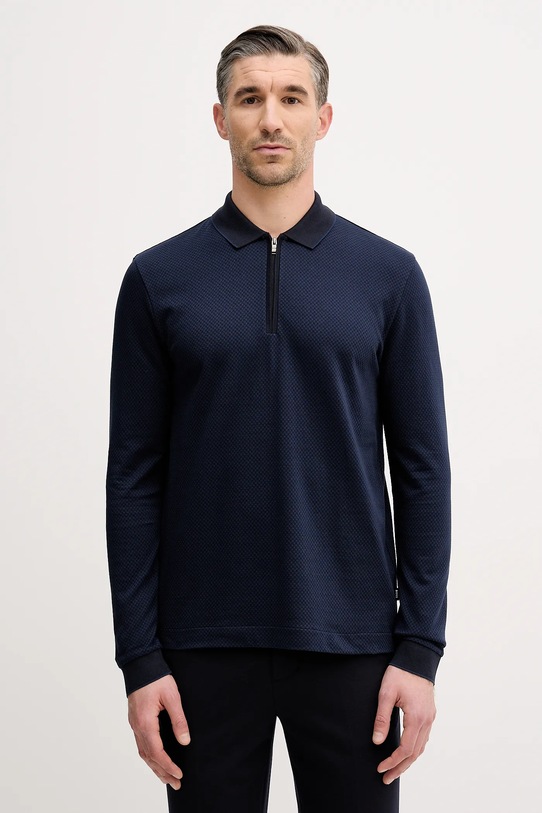 BOSS longsleeve bawełniany regular granatowy 50549583