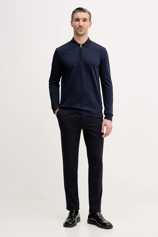 BOSS longsleeve bawełniany 50549583 granatowy SS26