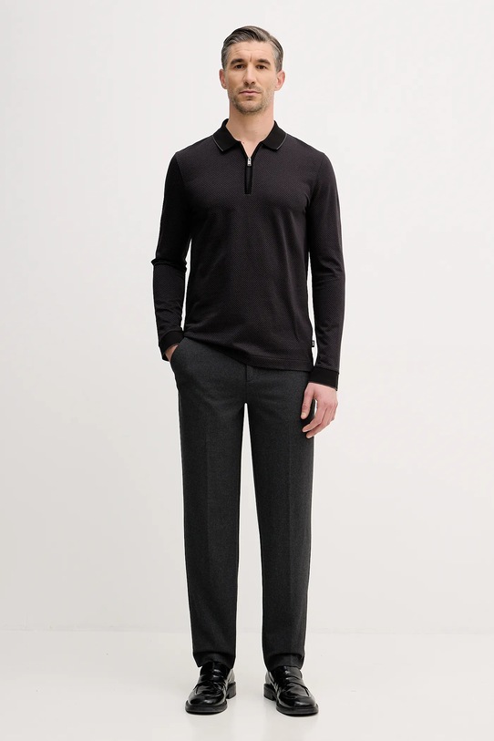 BOSS longsleeve bawełniany 50549583 czarny SS26