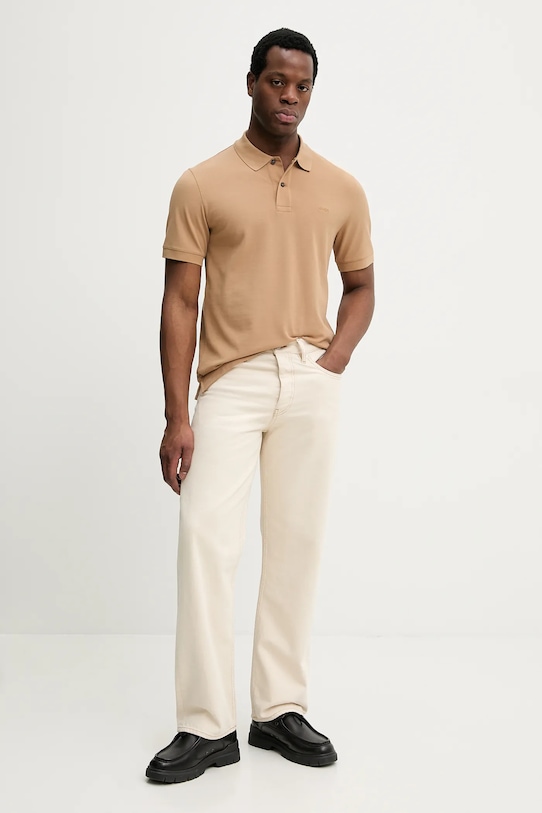 BOSS polo bawełniane Pallas 50553564 zielony SS26