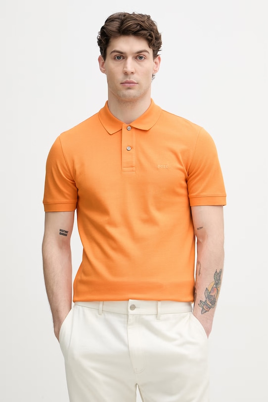 BOSS polo męskie bawełniane Pallas pomarańczowy 50553564