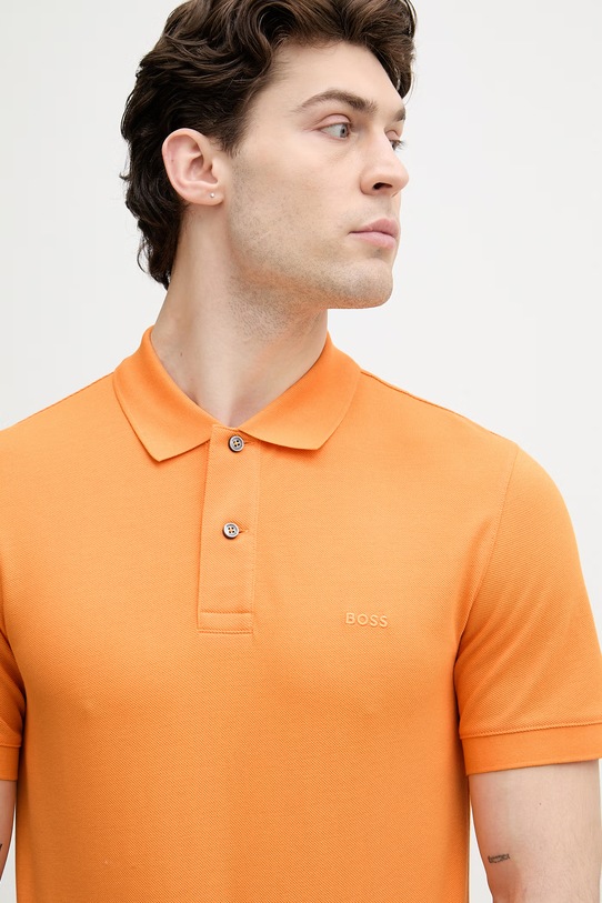 BOSS polo męskie bawełniane Pallas pomarańczowy 50553564