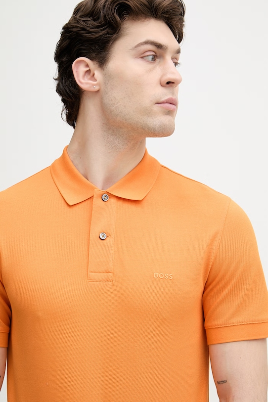 BOSS polo męskie bawełniane Pallas pomarańczowy 50553564