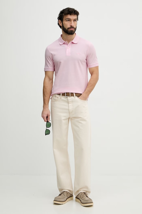 BOSS polo pánské bavlněné Pallas 50553564 růžová SS26