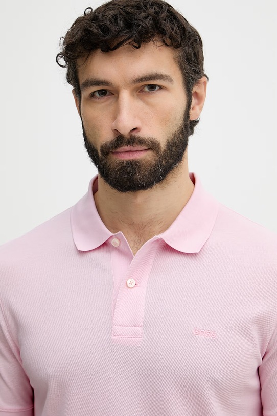 BOSS polo pánské bavlněné Pallas růžová 50553564