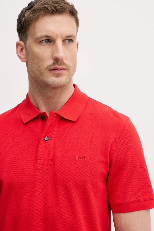 BOSS polo bawełniane Pallas czerwony 50553564