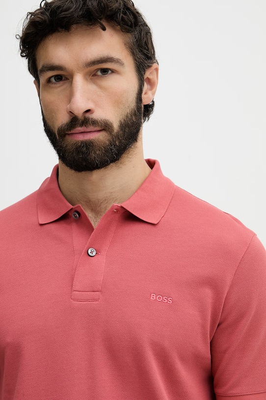 BOSS polo męskie bawełniane Pallas różowy 50553564