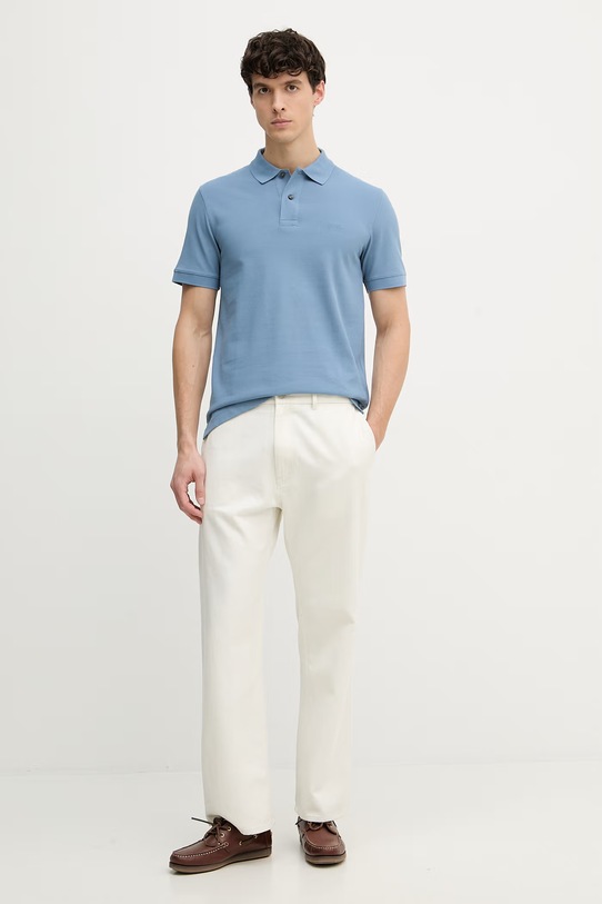 BOSS polo muški pamučni Pallas 50553564 plava SS26
