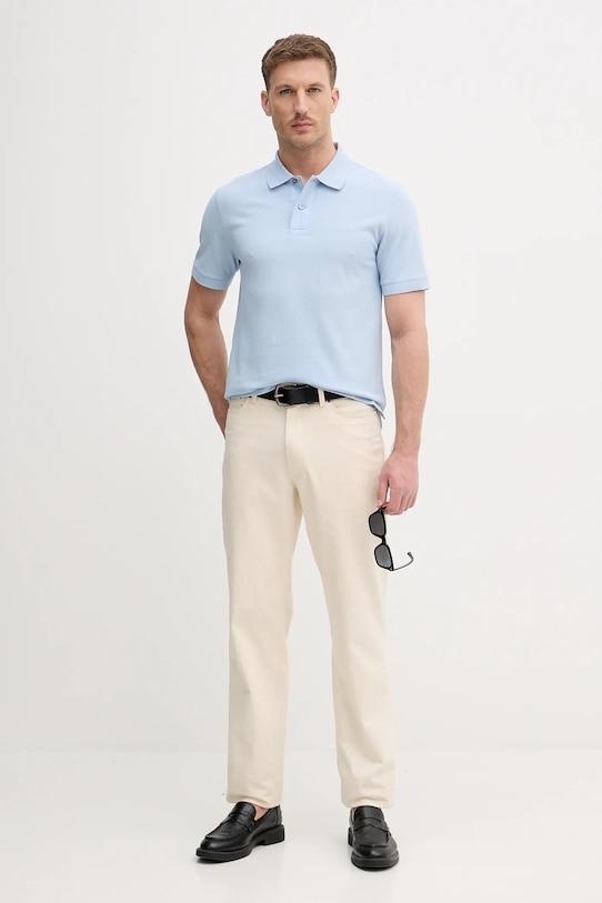 BOSS polo bawełniane Pallas 50553564 niebieski SS26