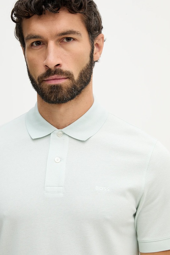 BOSS polo bawełniane Pallas zielony 50553564