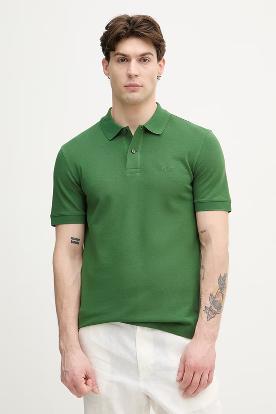 BOSS polo tričko pánske bavlnené Pallas zelená 50553564