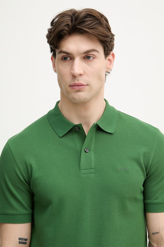 BOSS polo tričko pánske bavlnené Pallas zelená 50553564