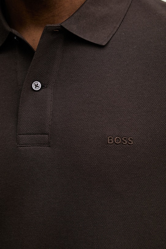Bombažen polo BOSS Pallas 50553564 rjava