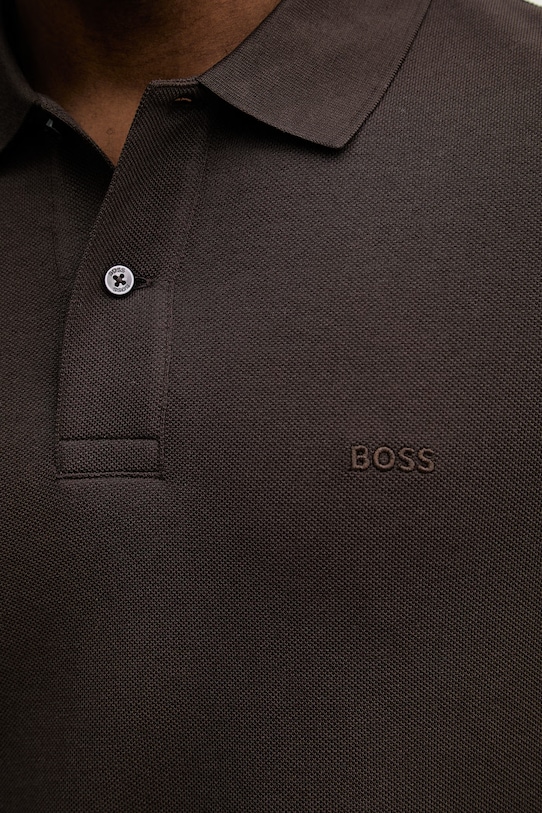 Bombažen polo BOSS Pallas 50553564 rjava