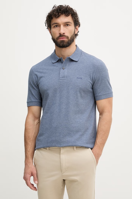 BOSS polo męskie bawełniane Pallas niebieski 50553564