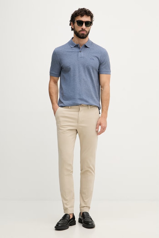 BOSS polo męskie bawełniane Pallas 50553564 niebieski SS26