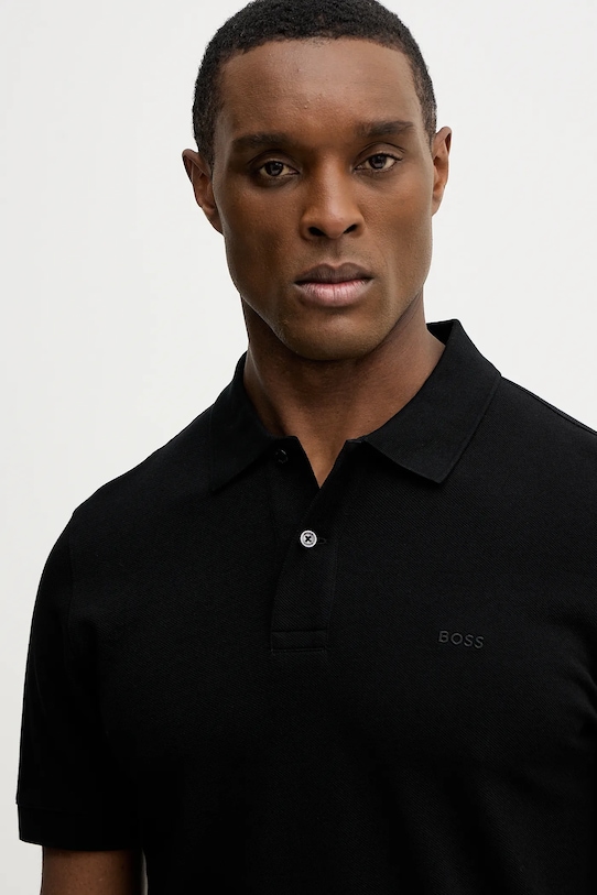 BOSS polo bawełniane Pallas czarny 50553564