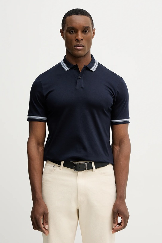 Хлопковое поло BOSS H-Phillipson 202 хлопок тёмно-синий 50554529