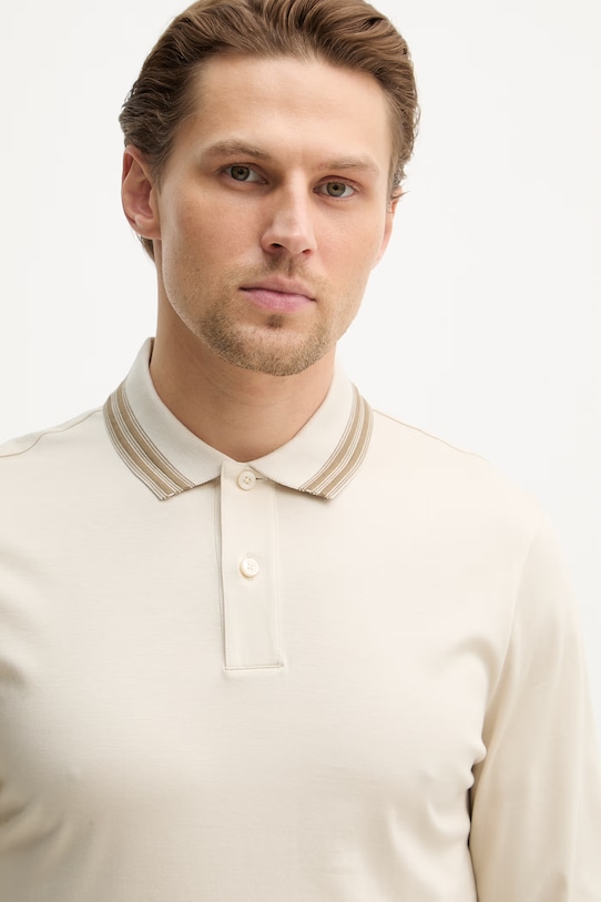 BOSS longsleeve bawełniany H-Pleins 202 beżowy 50554530