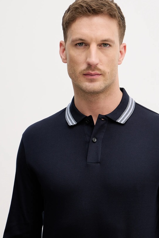 Βαμβακερή μπλούζα με μακριά μανίκια BOSS H-Pleins 202 σκούρο μπλε 50554530