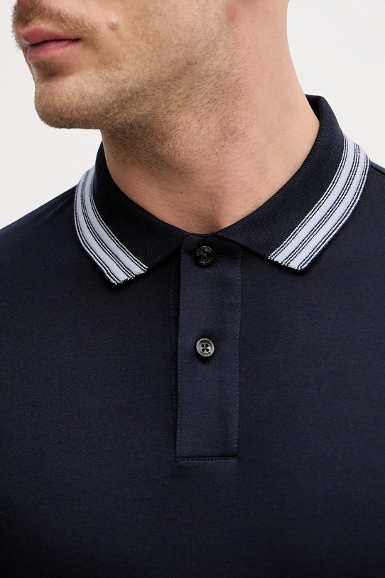 Βαμβακερή μπλούζα με μακριά μανίκια BOSS H-Pleins 202 50554530 σκούρο μπλε