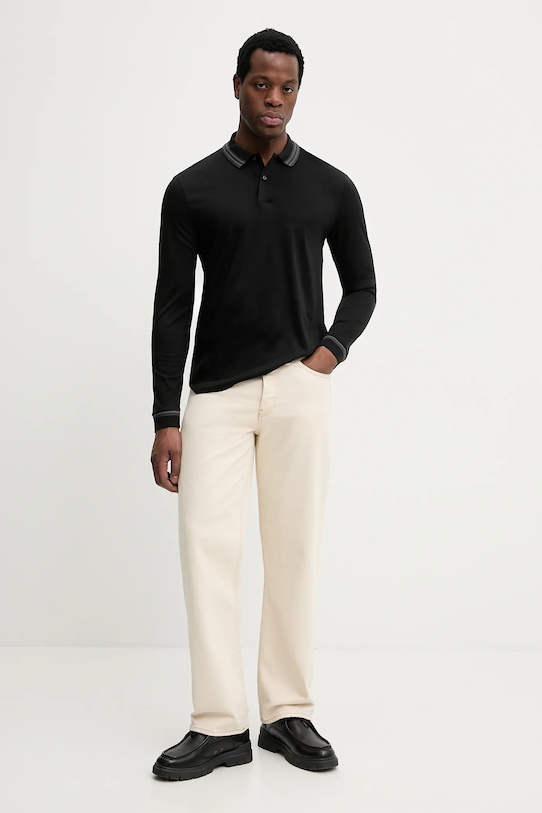 BOSS longsleeve bawełniany H-Pleins 202 50554530 czarny SS26