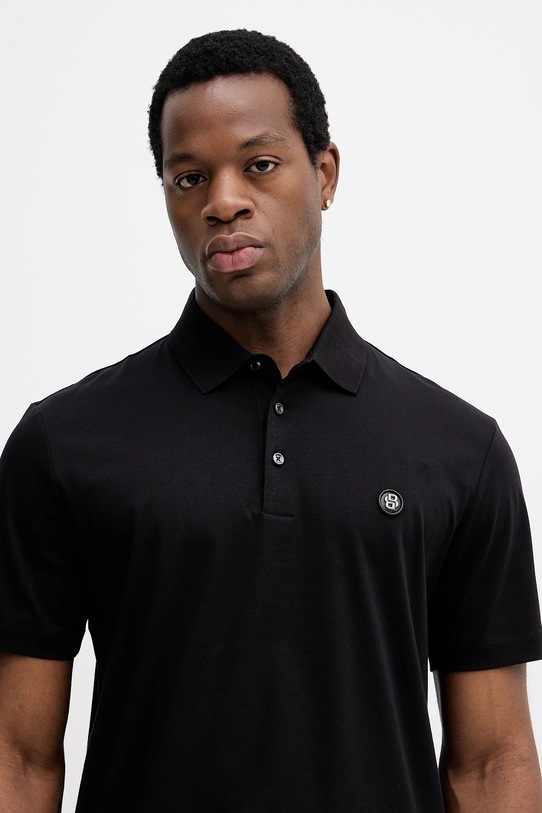 BOSS polo bawełniane czarny 50555829