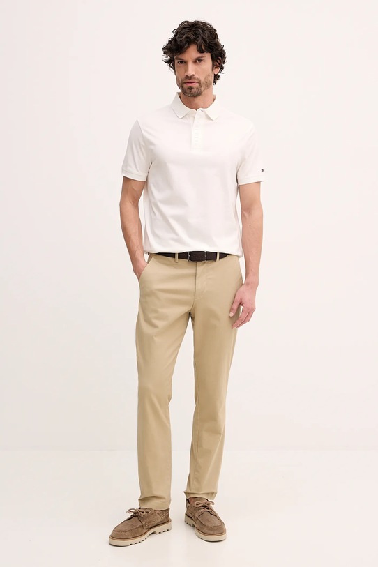 Tommy Hilfiger polo bawełniane MW0MW41611 beżowy SS26
