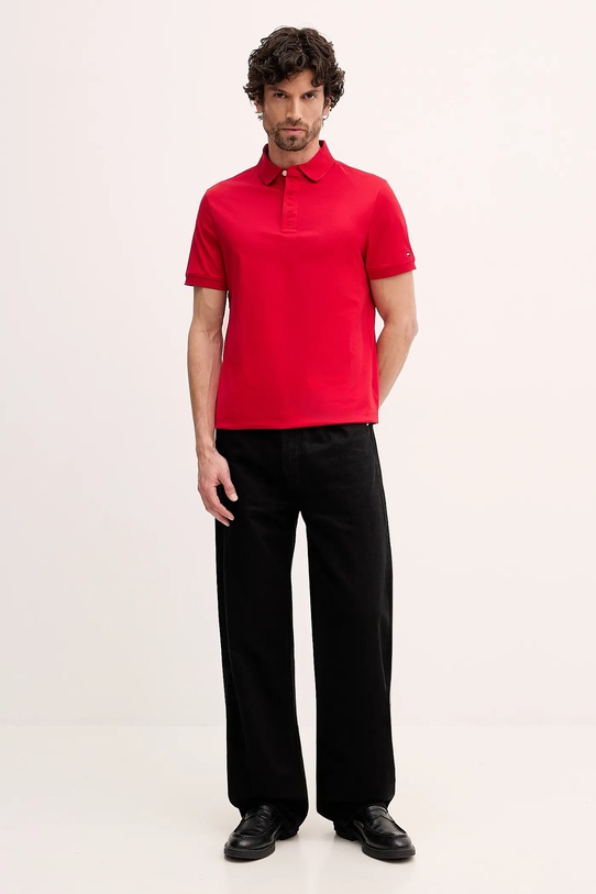 Tommy Hilfiger polo bawełniane MW0MW41611 czerwony SS26
