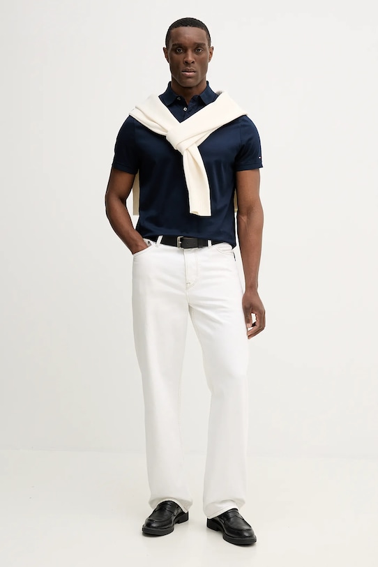 Bombažen polo Tommy Hilfiger MW0MW41611 mornarsko modra SS26