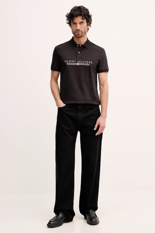 Tommy Hilfiger polo MW0MW41615 czarny SS26