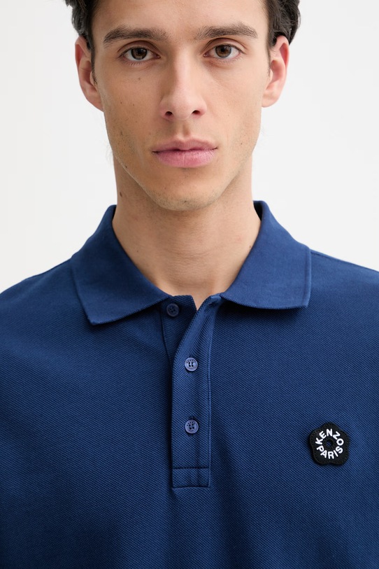 Bombažen polo Kenzo modra FG55PO1024PU