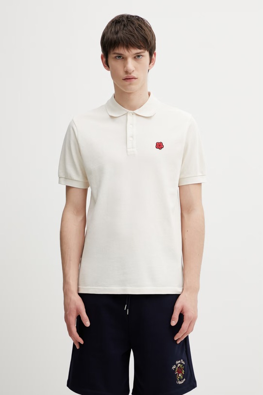 Kenzo polo bawełniane gładkie beżowy FF65PO1534PU