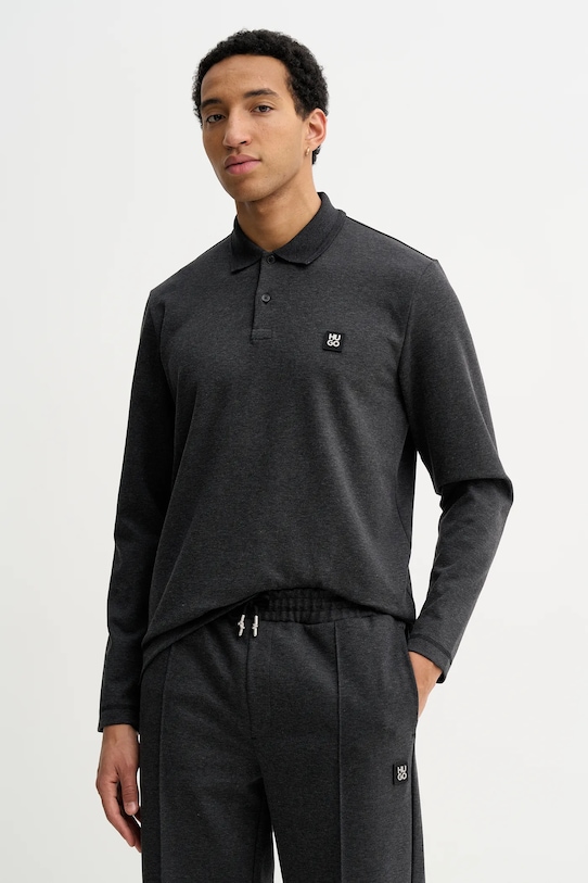 HUGO longsleeve Dinote bawełna szary 50553441