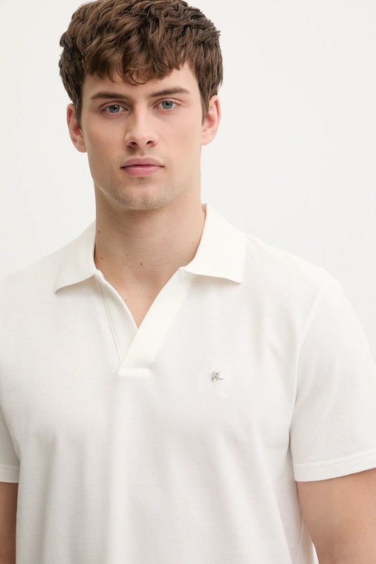 Ρούχα Βαμβακερό μπλουζάκι πόλο Karl Lagerfeld KL METAL B1M46013 μπεζ