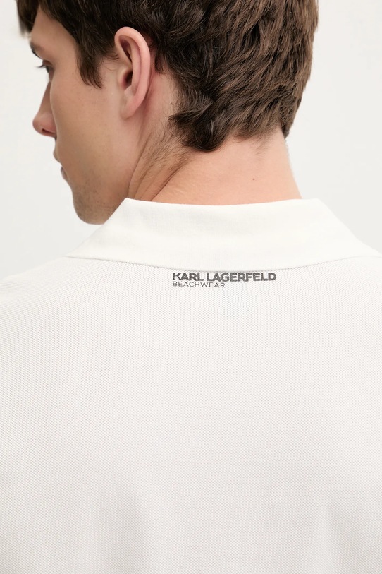 Βαμβακερό μπλουζάκι πόλο Karl Lagerfeld KL METAL μπεζ B1M46013